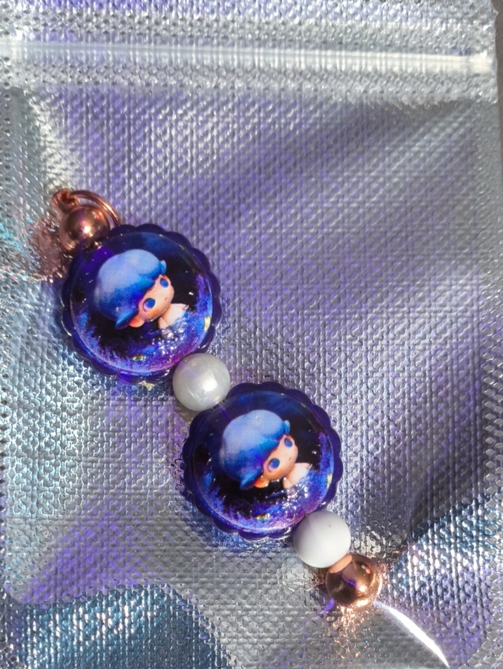Cute Blue Character Beaded Charm for Kids Accessories